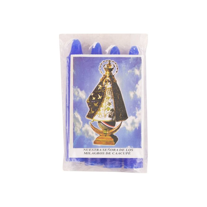 Vela religiosa azul con estampa Lupa luz 4 unidades
