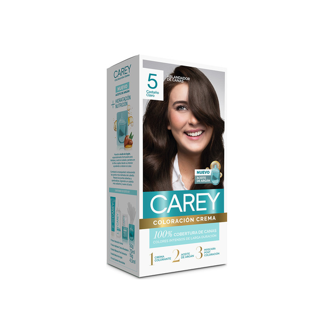 Kit coloración crema castaño N° 5 Carey 1 unidad