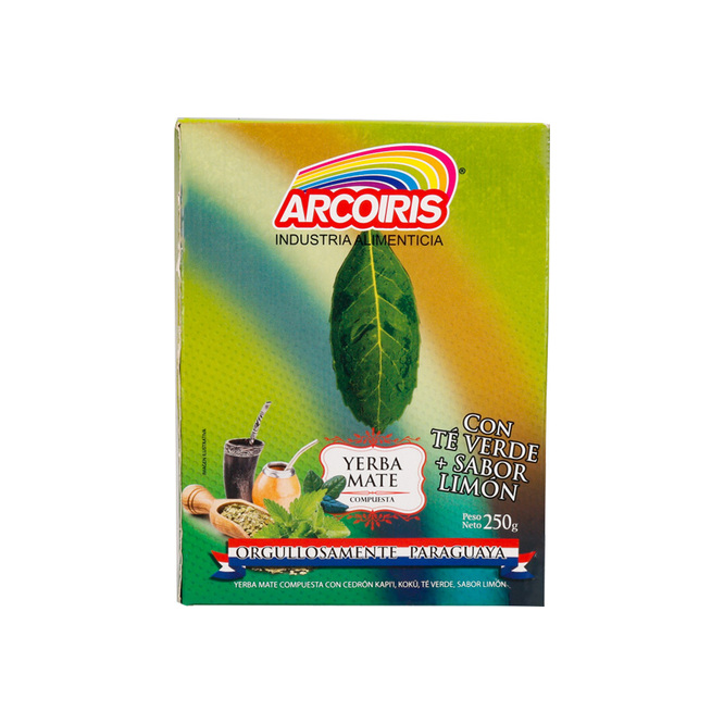 Yerba mate compuesta con té verde limón paquete Arcoíris 250 gramos