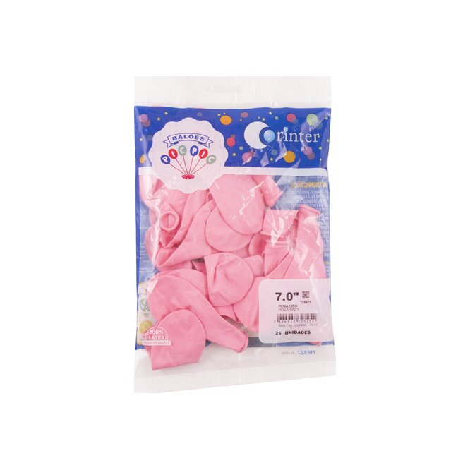 Globo Pera Liso color Rosa Baby Corinter 25 unidades