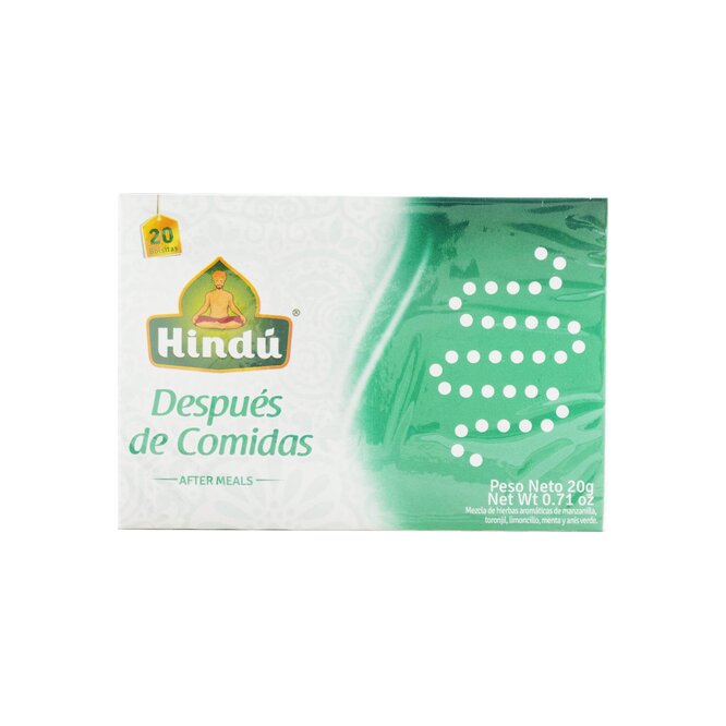 Té mezcla de hierbas aromáticas después de comidas Hindú 20 saquitos