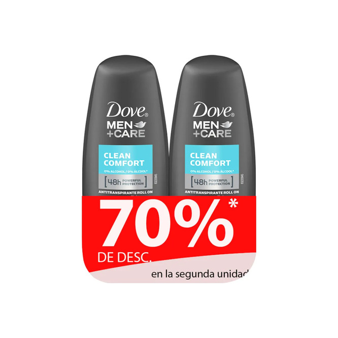 Desodorante antitranspirante care men en roll-on Dove 2 unidades