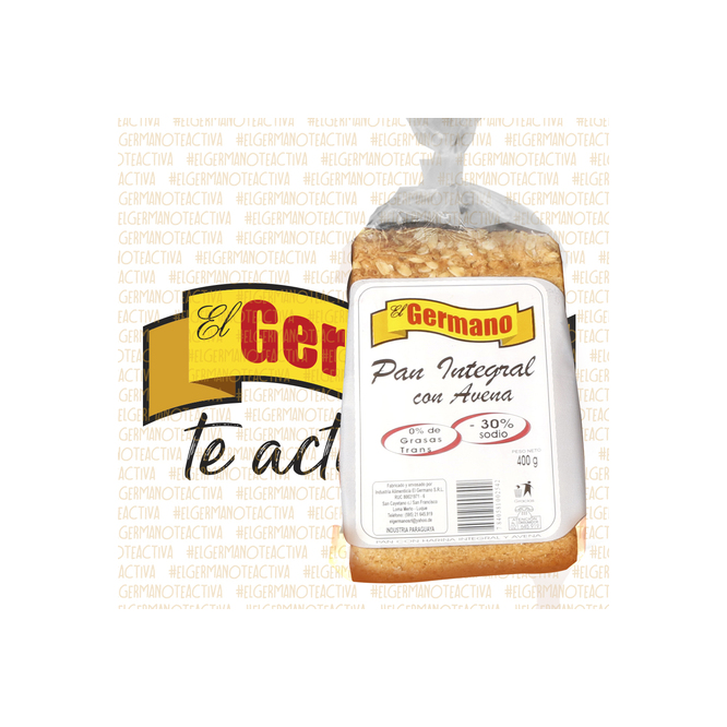 Pan integral con avena El Germano 400 gramos