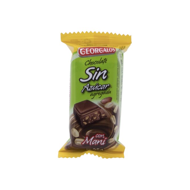 Chocolate sin azúcar con maní Georgalos 35 gramos