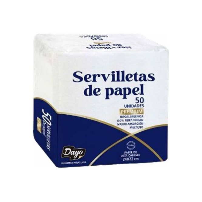Servilletas de papel premium 24 x 22 cm paquete Dayo 50 unidades