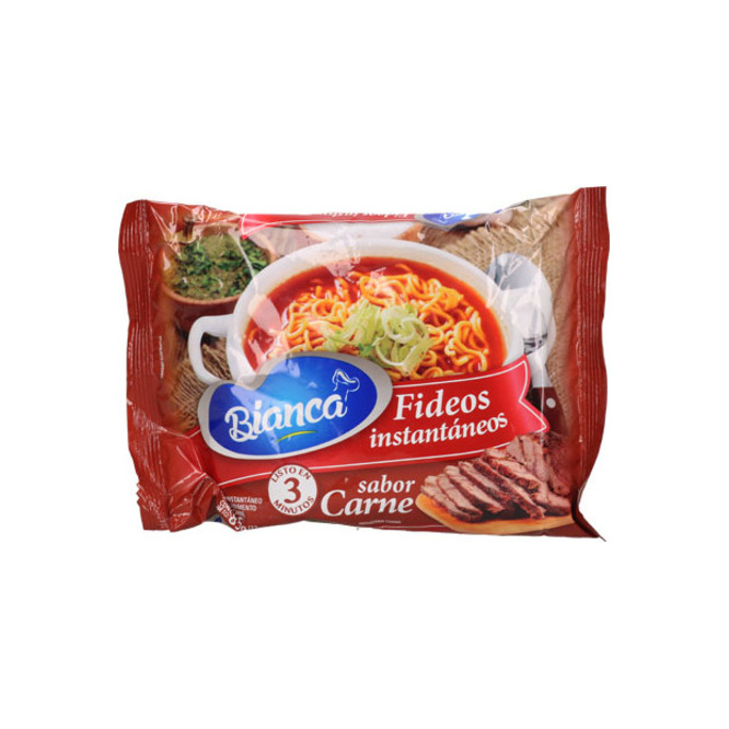 Fideo instantáneo sabor carne paquete Bianca 85 gramos