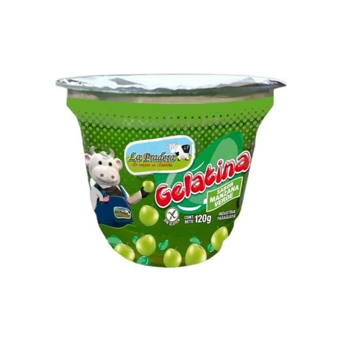 Gelatina sabor manzana verde pote La Pradera 120 gramos