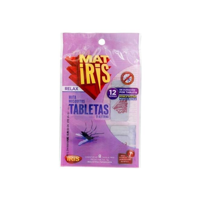 Tabletas Mata Mosquitos Relax Matiris en paquete 8 unidades