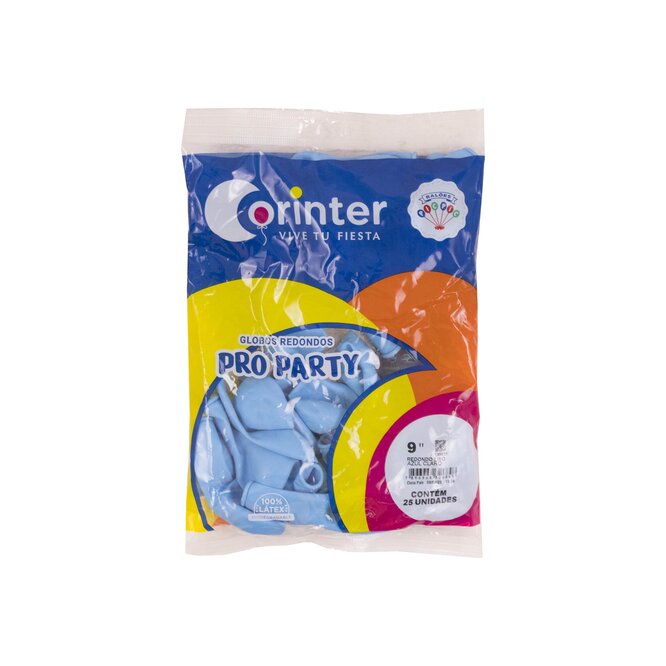 Globos color Celeste N° 9 Pro Party Corinter 25 unidades