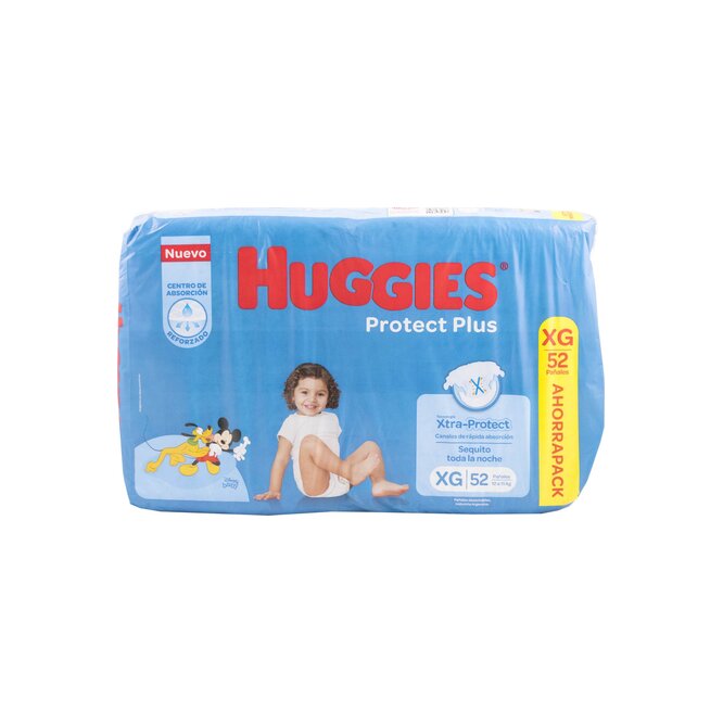 Pañales desechables Protec Plus tamaño XG Huggies 52 unidades