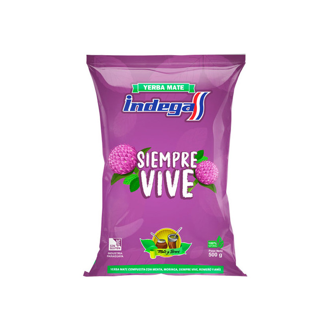 Yerba mate siempre vive bolsa Indega 500 gramos
