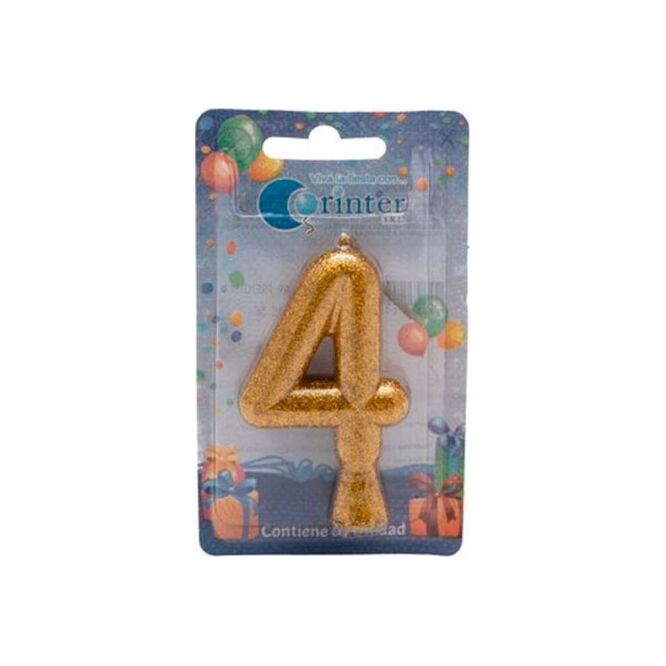 Vela de cumpleaños tubular N° 4 Corinter 1 unidad
