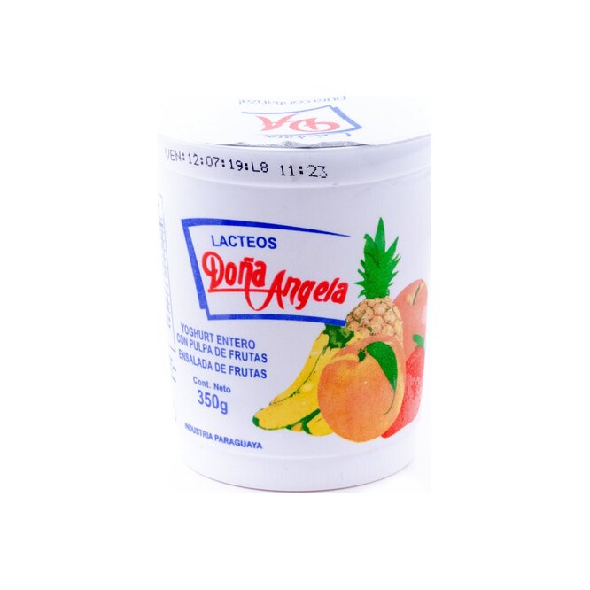 Yogurt entero sabor a Tutti Frutti pote Doña Angela 350 ml