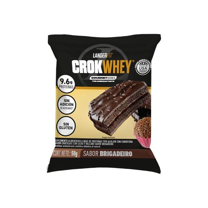 Alfajor con cobertura de chocolate sabor brigadeiro Landerfit 50 gramos