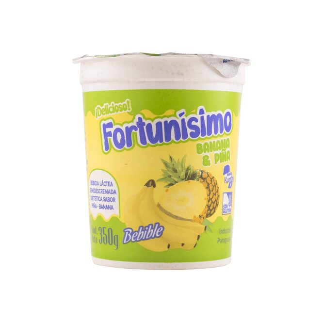 Bebida láctea semidescremada sabor banana y piña Fortunísimo 350 gramos