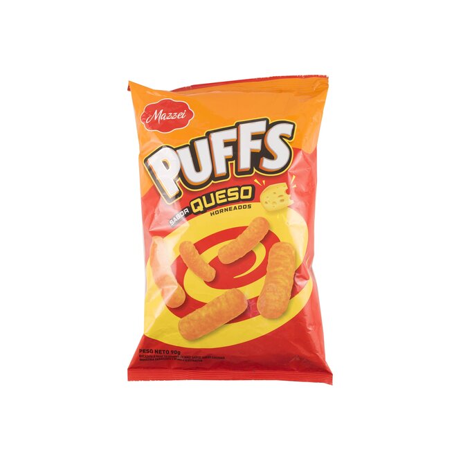 Bocaditos de maíz puffs sabor queso paquete Mazzei 90 gramos