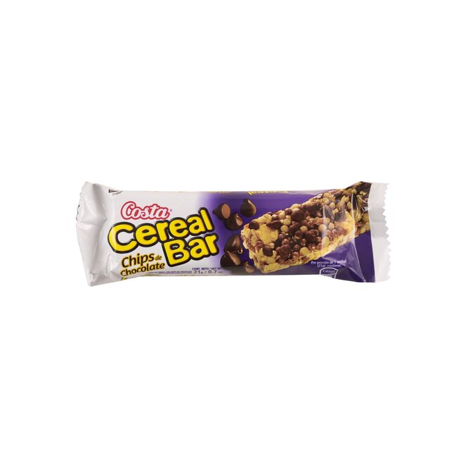 Barra de cereal con chips de chocolate cereal bar Costa 21 gramos