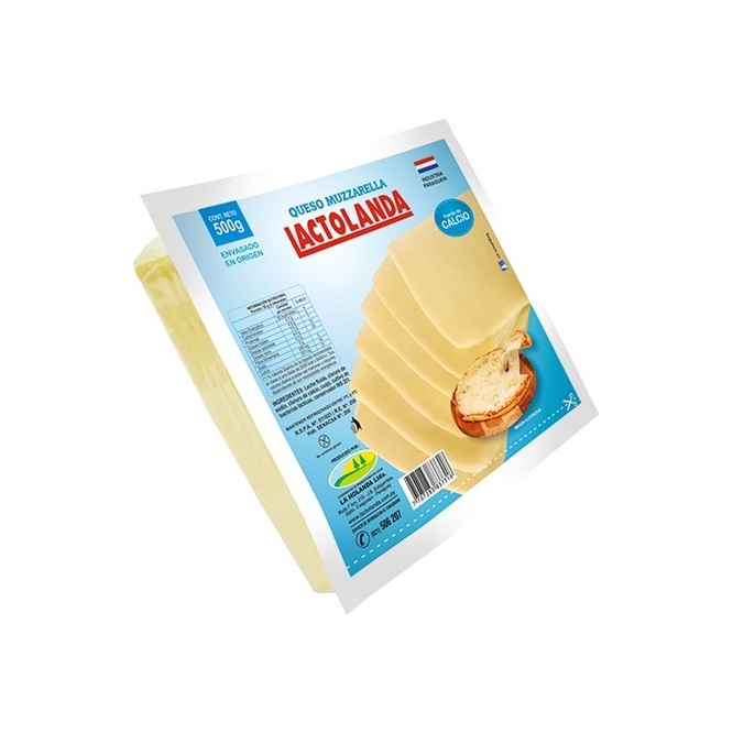 Queso mozzarella feteado paquete Lactolanda 500 gramos