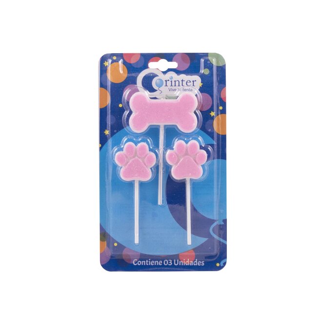Vela pet kit rosado 1 unidad