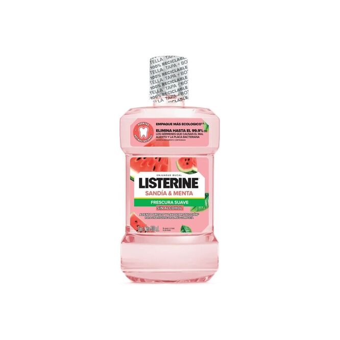 Enjuague bucal sabor de sandía y menta sin alcohol botella Listerine 500 ml