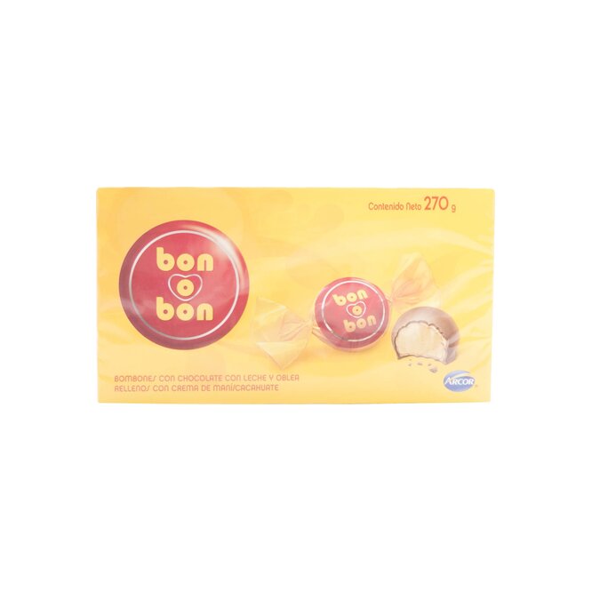 Bombón de chocolate con maní en caja Bon o Bon 270 gramos