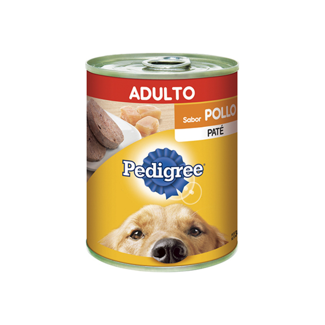 Alimento para perro paté sabor pollo en lata Pedigree 340 gramos