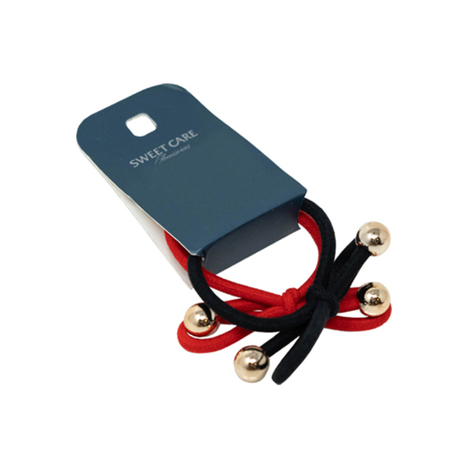 Goma para cabello color negro y rojo en paquete Sweet Care 2 unidades