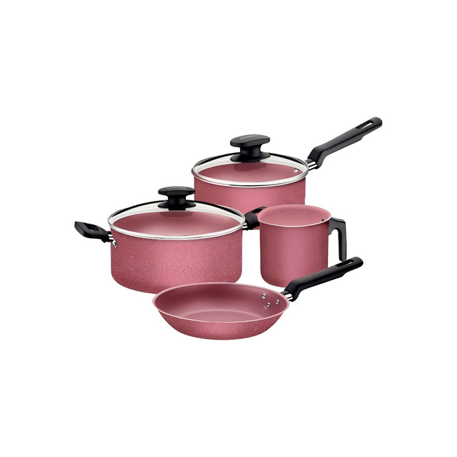 Juego de ollas color rosa Tramontina 4 unidades