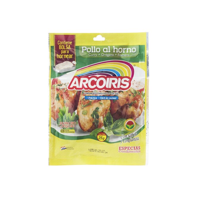 Bolsa para horno condimentado para pollo paquere Arcoíris 25 gramos