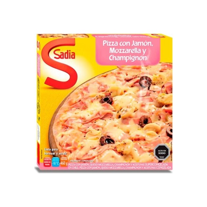Pizza con Jamón, Mozzarella Y Champiñón Congelada Sadia 460 gramos