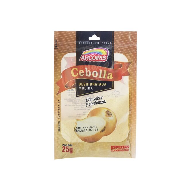 Cebolla deshidratada molida paquete Arcoíris 25 gramos