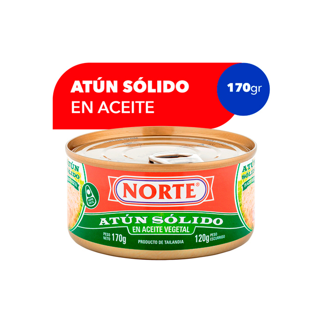 Atún sólido en aceite lata Norte 170 gramos