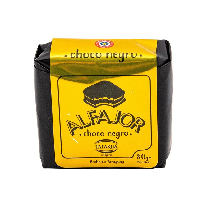 Alfajor artesanal de chocolate Negro Tatakua 80 gramos