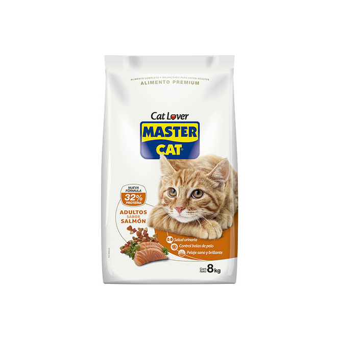 Alimento para gato Adulto sabor salmón en bolsa Master Cat 8 Kilos
