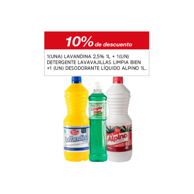 Pack de limpieza desodorante para piso lavandina detergente Base Base 1 litro