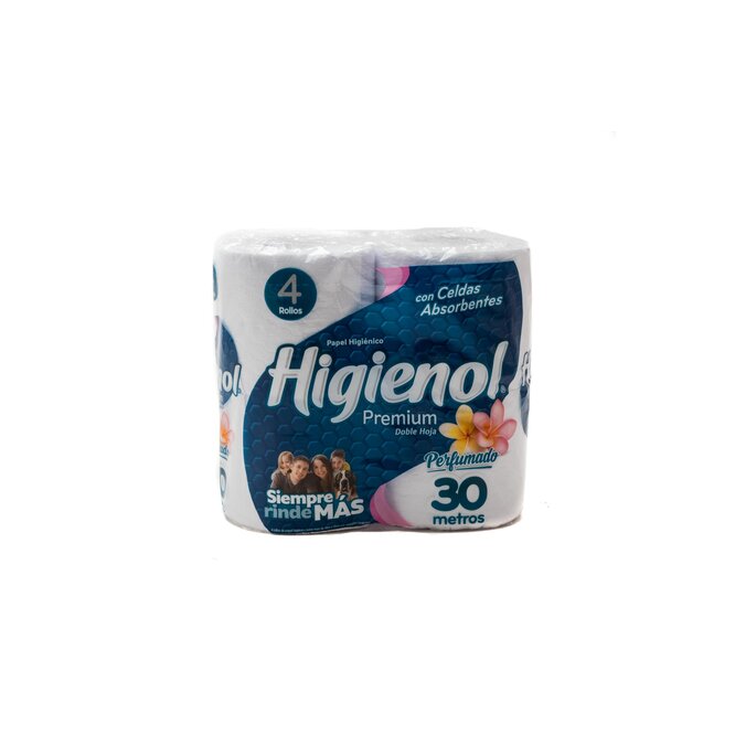Papel higiénico doble hoja perfumado 30 metros Higienol 4 unidades