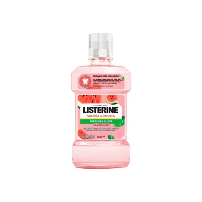 Enjuague bucal sabor de sandía y menta sin alcohol botella Listerine 250 ml