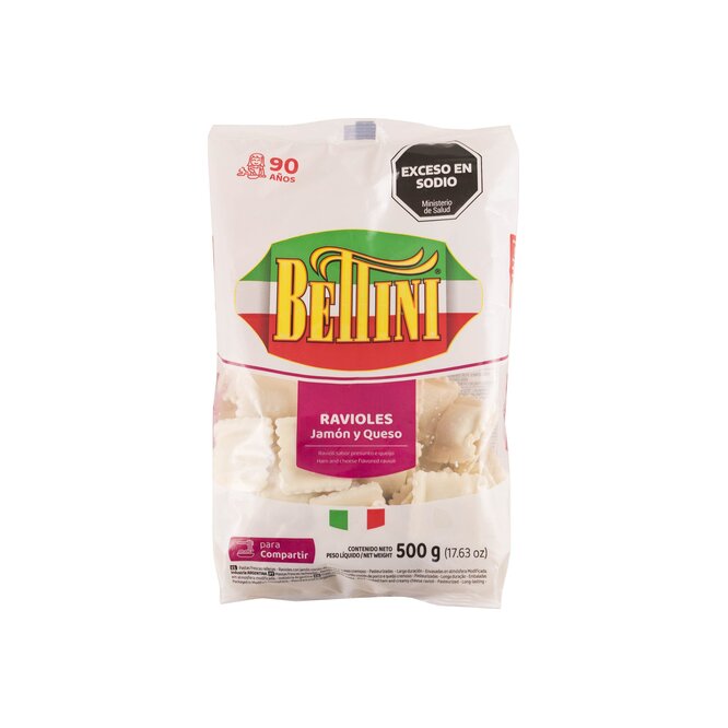 Ravioles de jamón y queso Bettini 500 Gramos