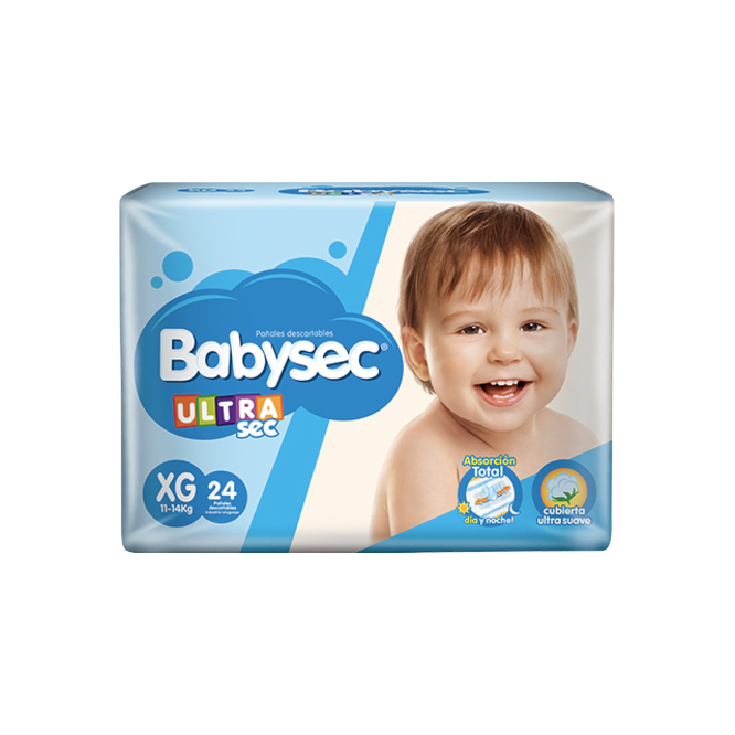 Pañales ultra sec desechables xg Babysec 24 unidades