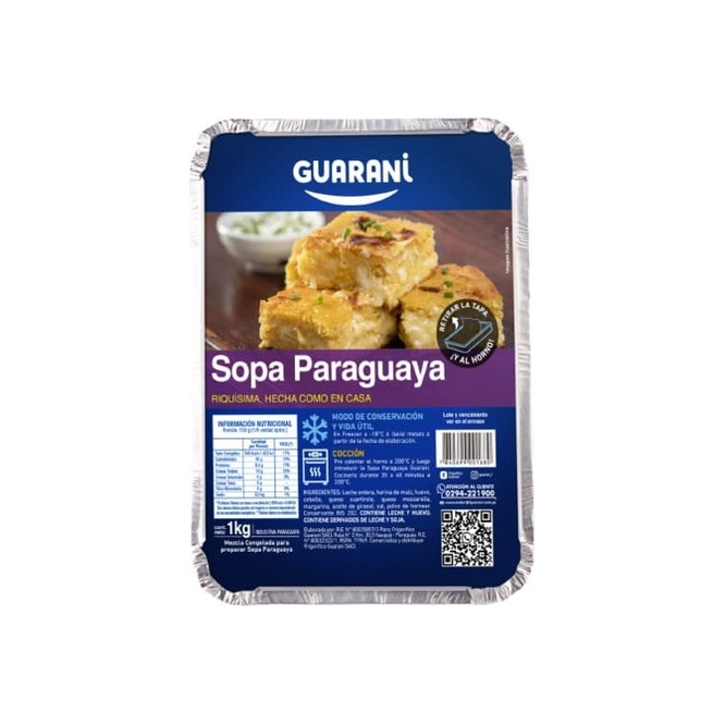 Sopa paraguaya congelada Guaraní 1 kilo