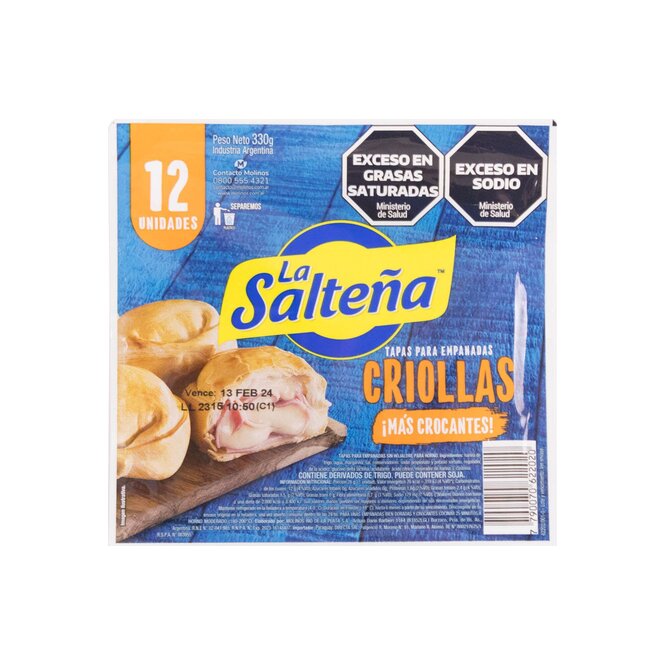 Tapa para empanadas criollas 12 unidades La Salteña 330 gramos