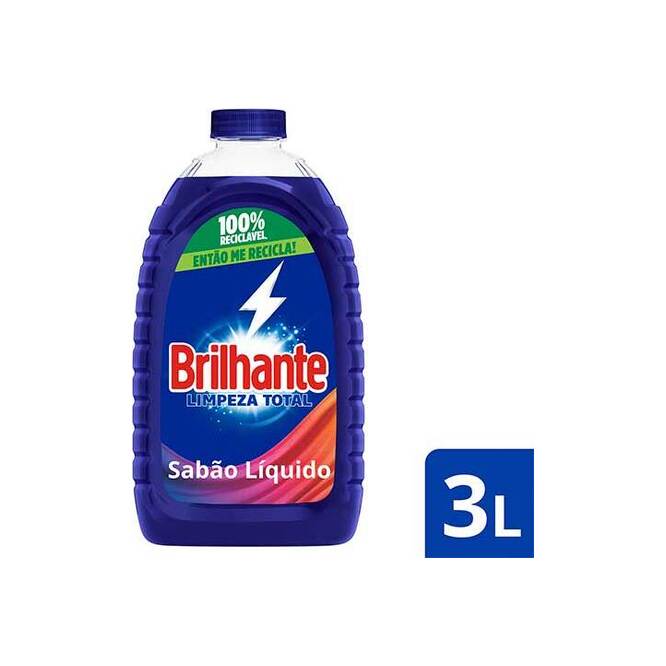 Jabón liquido limpieza total Brilhante 3 litros