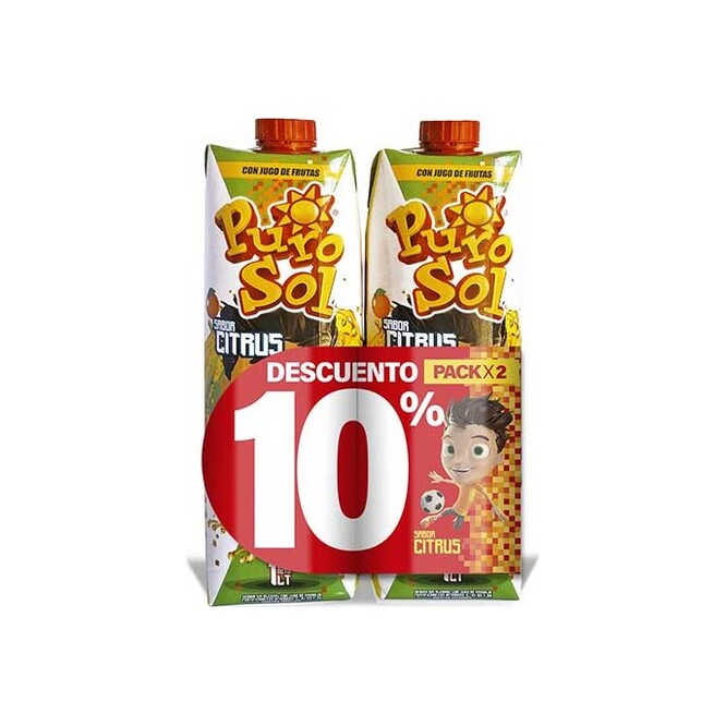 Jugo sabor citrus tetra pack 2 unidades Purosol 1 litro