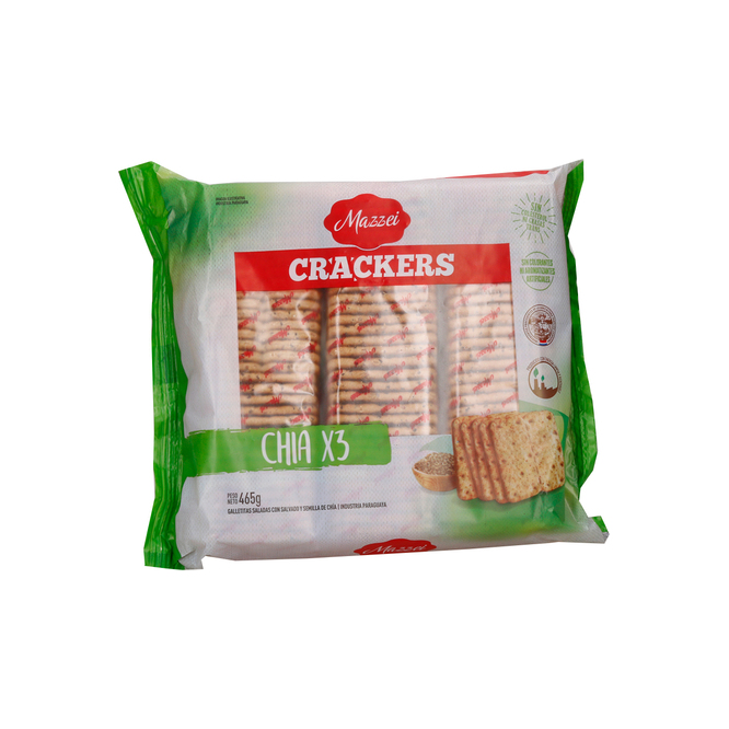 Galletitas salvado con chía paquete Mazzei 465 gramos