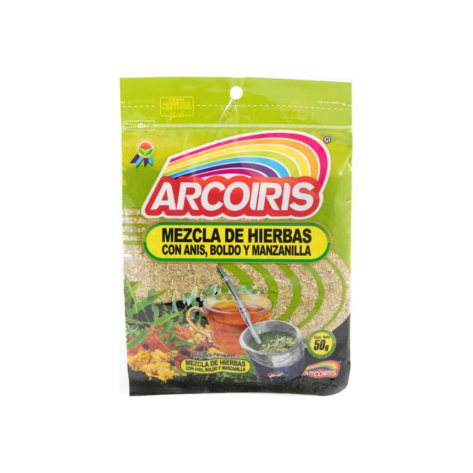 Mezcla de hierbas anís boldo y manzanilla paquete Arcoíris 50 gramos