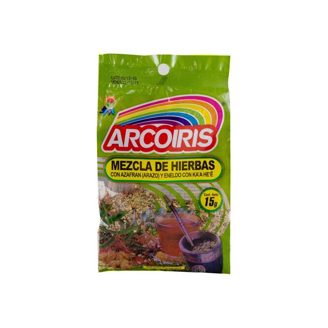 Mezcla de hierbas azafrán eneldo ka'a he'e paquete Arcoíris 15 gramos