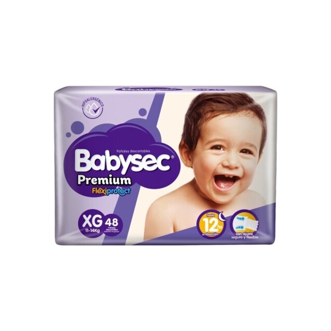 Pañales premium desechables xg Babysec 48 unidades
