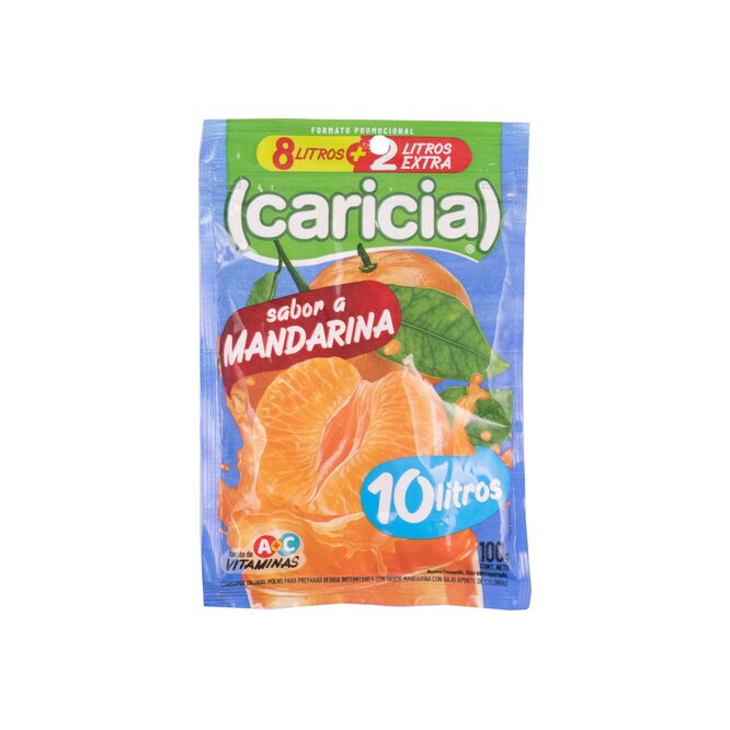 Jugo en polvo sabor manzana para 10 litros en sobre Caricia 100 gramos