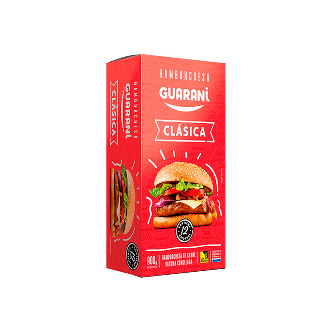 Hamburguesa de carne vacuna clásica paquete Guaraní 12 unidades