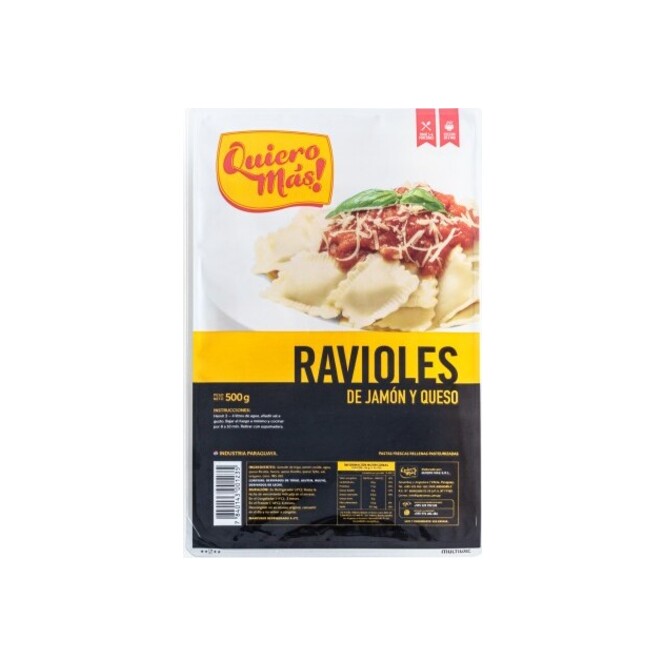 Ravioles de jamón y queso Quiero Más 500 gramos